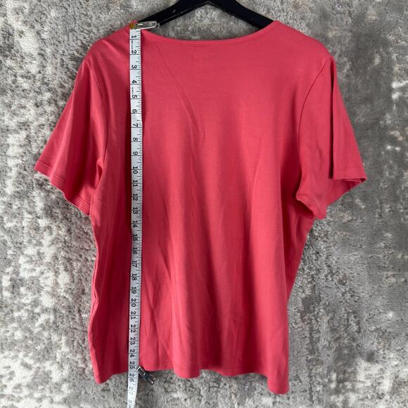 LL Bean Plus Size 1X Supima Cotton Minimalist Basic Top Pink Short Sleeve Shirt - Picture 2 of 5